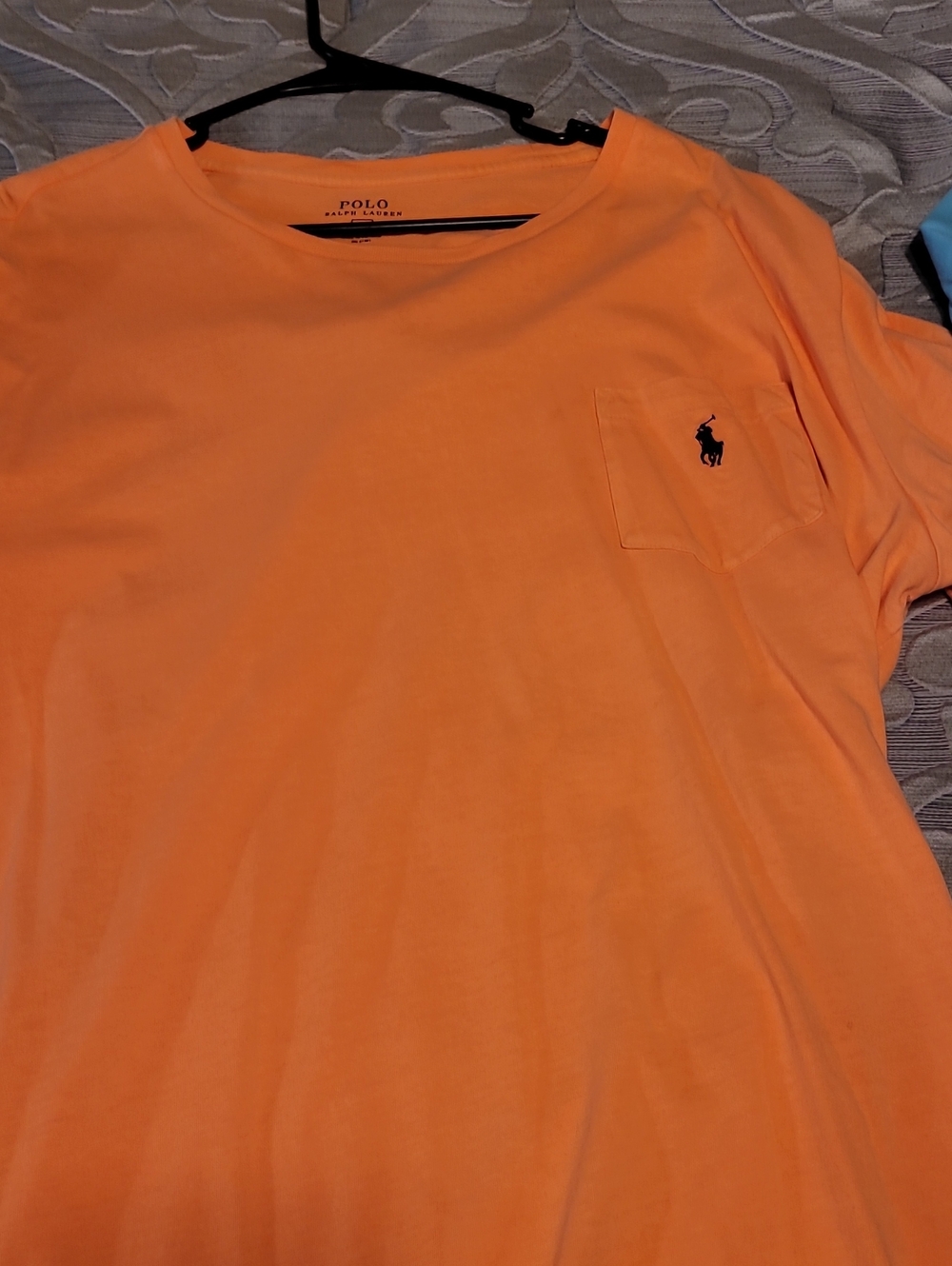 Two Polo by Ralph Lauren Men's Light Blue & Orange Pocket T-Shirt - Picture 2 of 3